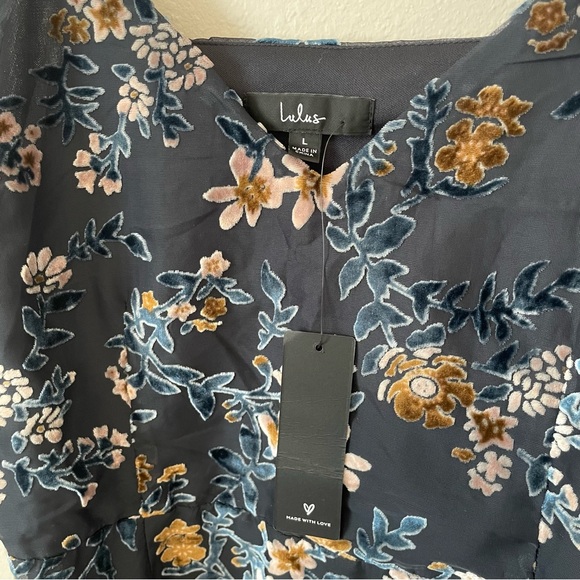 Lulu's | Floral Velvet Asymmetrical Dress - Picture 6 of 8